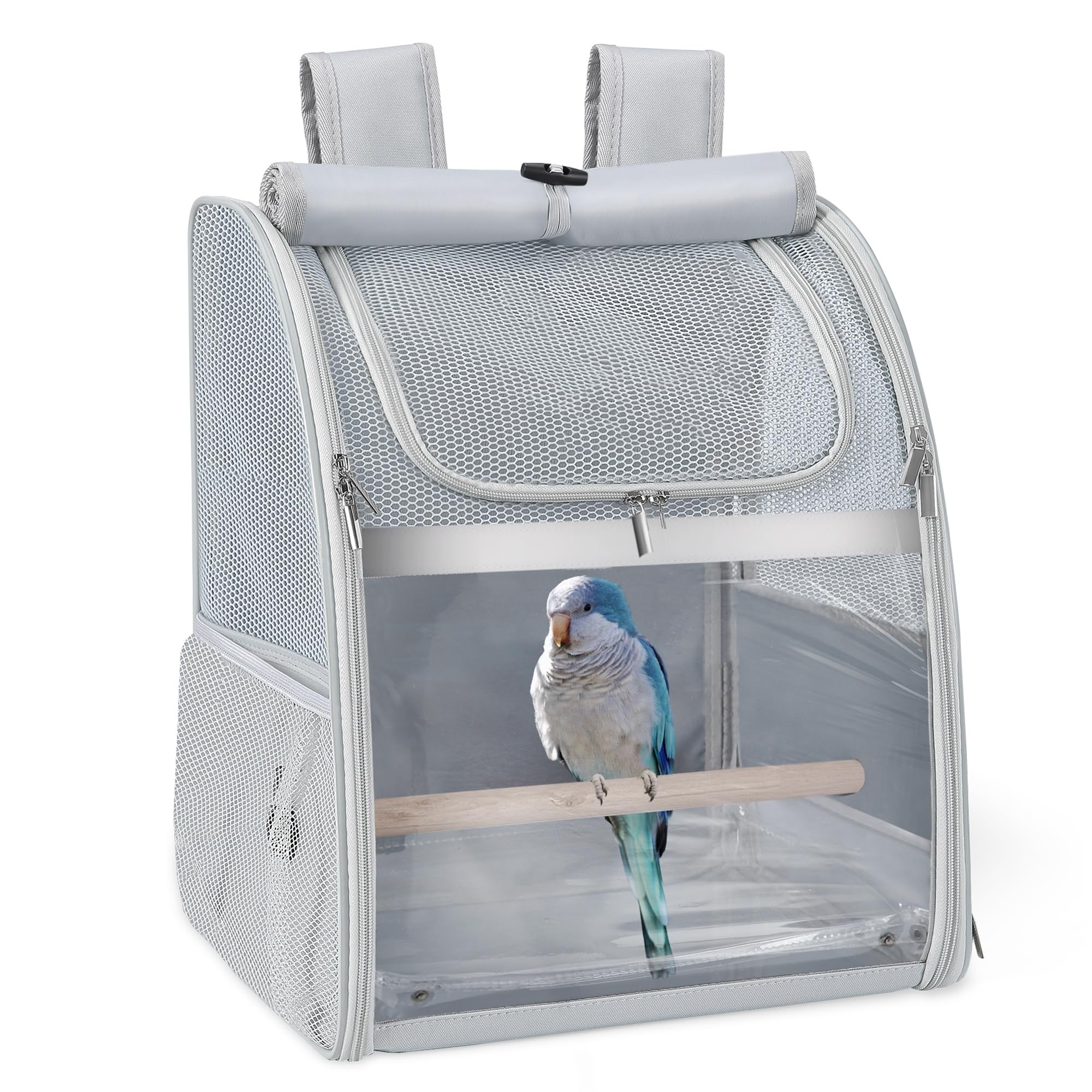 Sanmoncare Bird Backpack Carrier with water-repellent fabric for easy cleaning during travel.