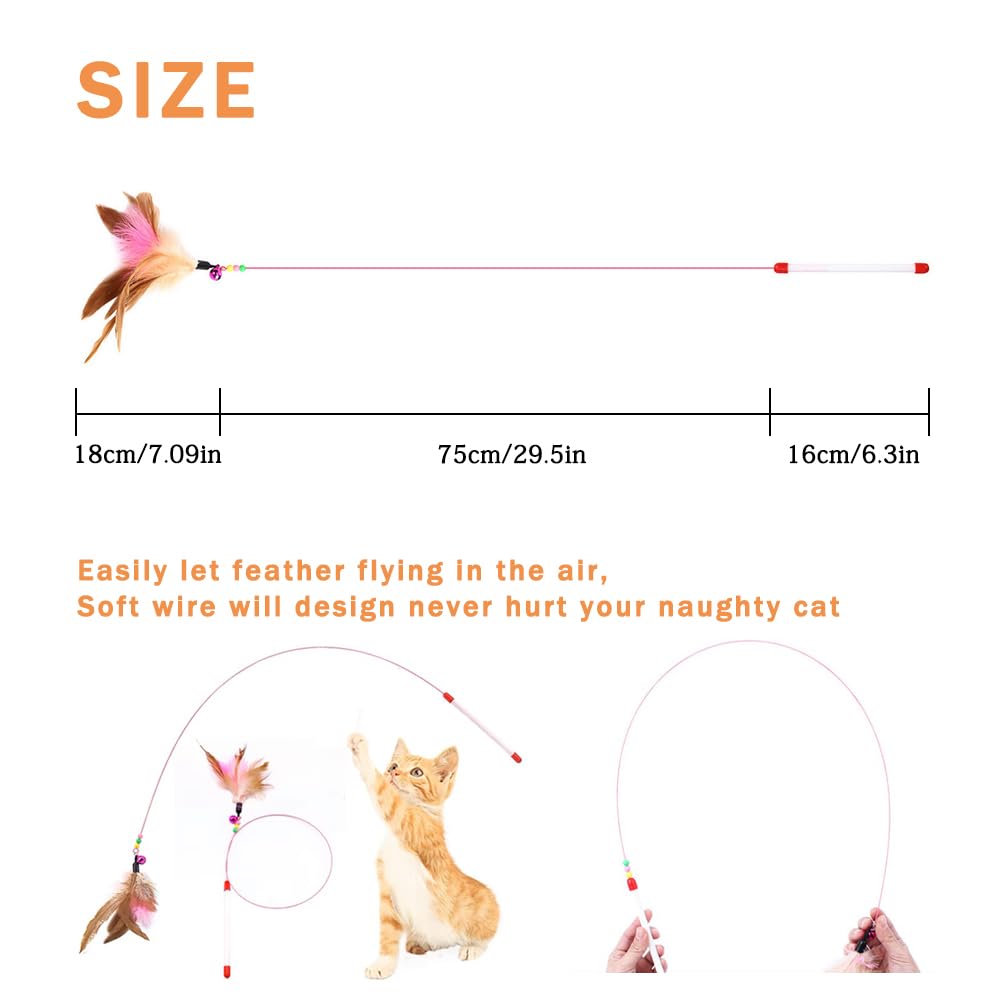 Sanpink Cat Feather Toy Wand – feathers detail emphasizing non-toxic, safe materials.