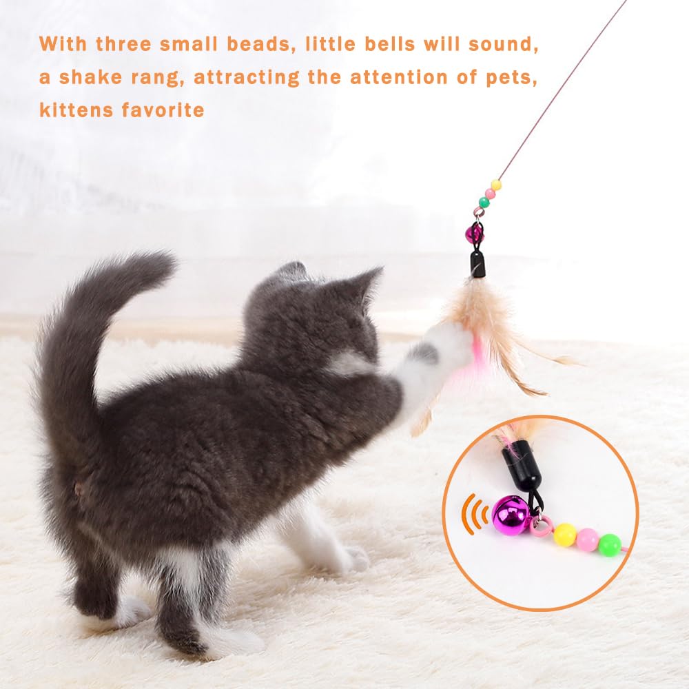 Sanpink Cat Feather Toy Pack – kitten play setup depicting interactive exercise and bonding.
