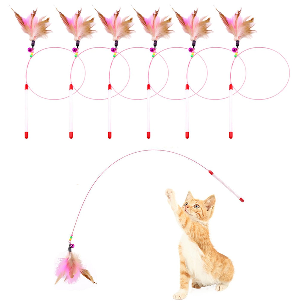 Sanpink Cat Feather Toy Wand – front view with natural feathers for active play.