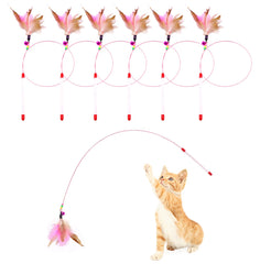 Sanpink Cat Feather Toy Wand – front view with natural feathers for active play.
