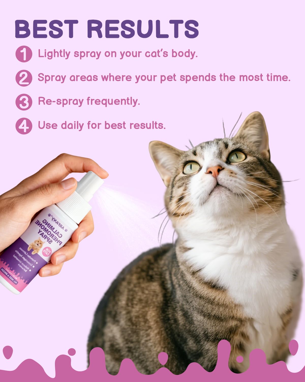 SANTKOL Cat Calming Spray on scratching post encouraging calm behavior