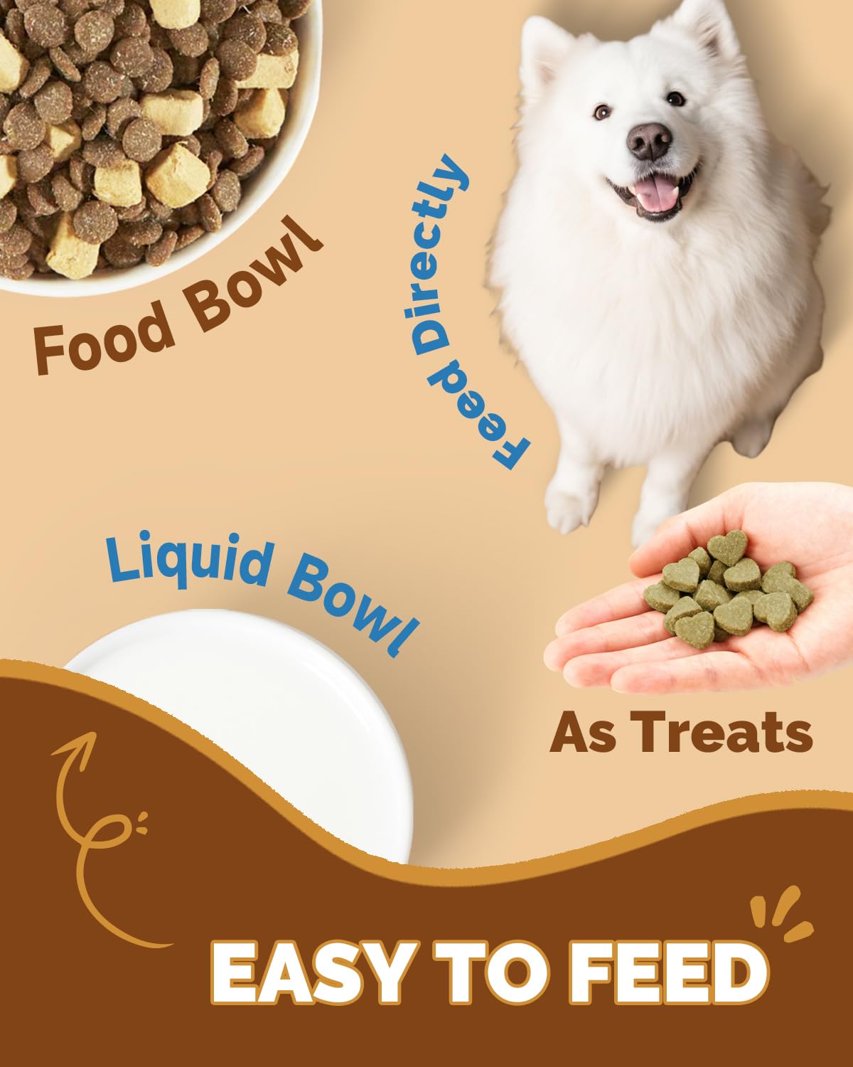 SANTKOL dog mushrooms chicken flavor chews served over kibble for tastier dosing.