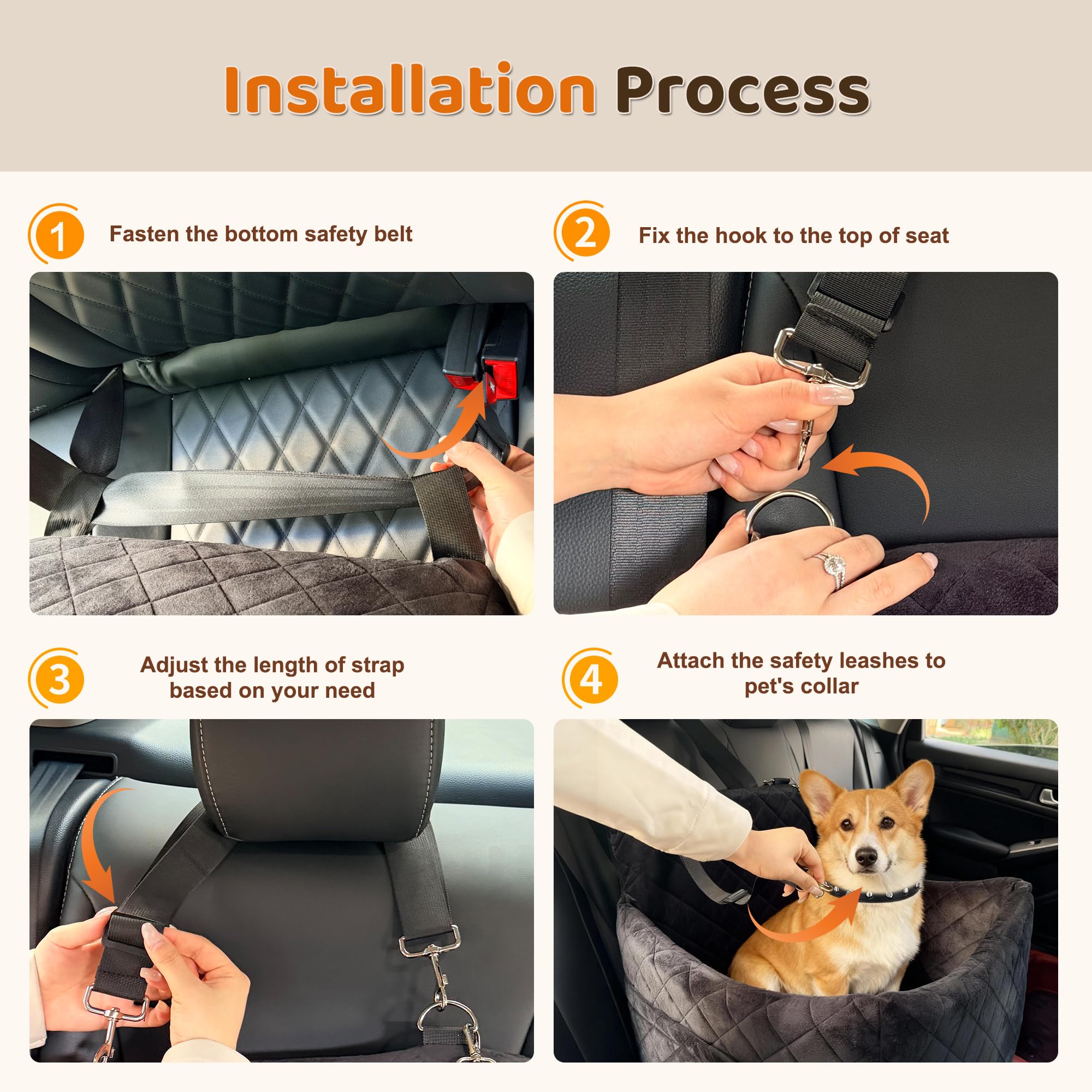 SANUODO dog car seat detachable bed shows easy cleaning after messy trips.