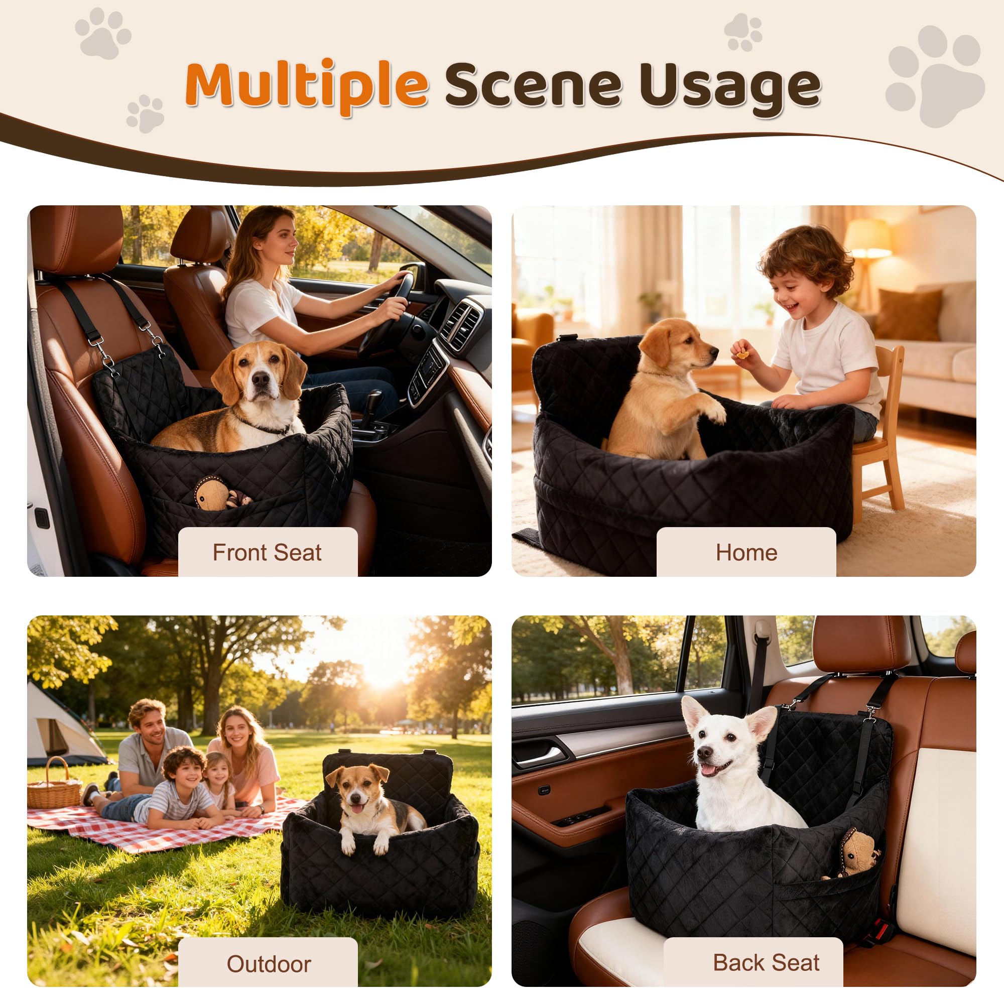 SANUODO dog car seat safety belts deliver stable installation for bumpy rides.
