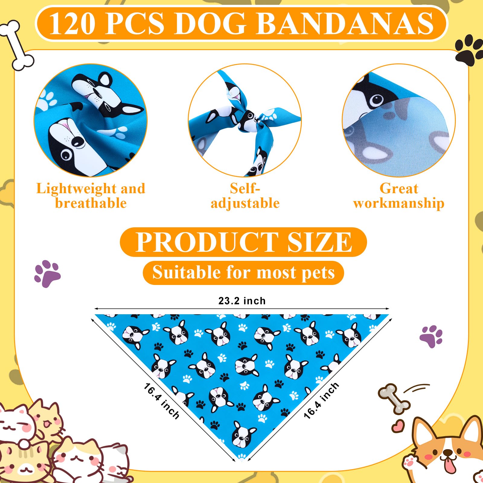 Sanwuta 30-patterns dog bandanas showcasing diverse patterns for festive outfits.