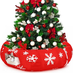 Sanwuta Christmas Cat Tunnel around tree creates festive play space for cats.