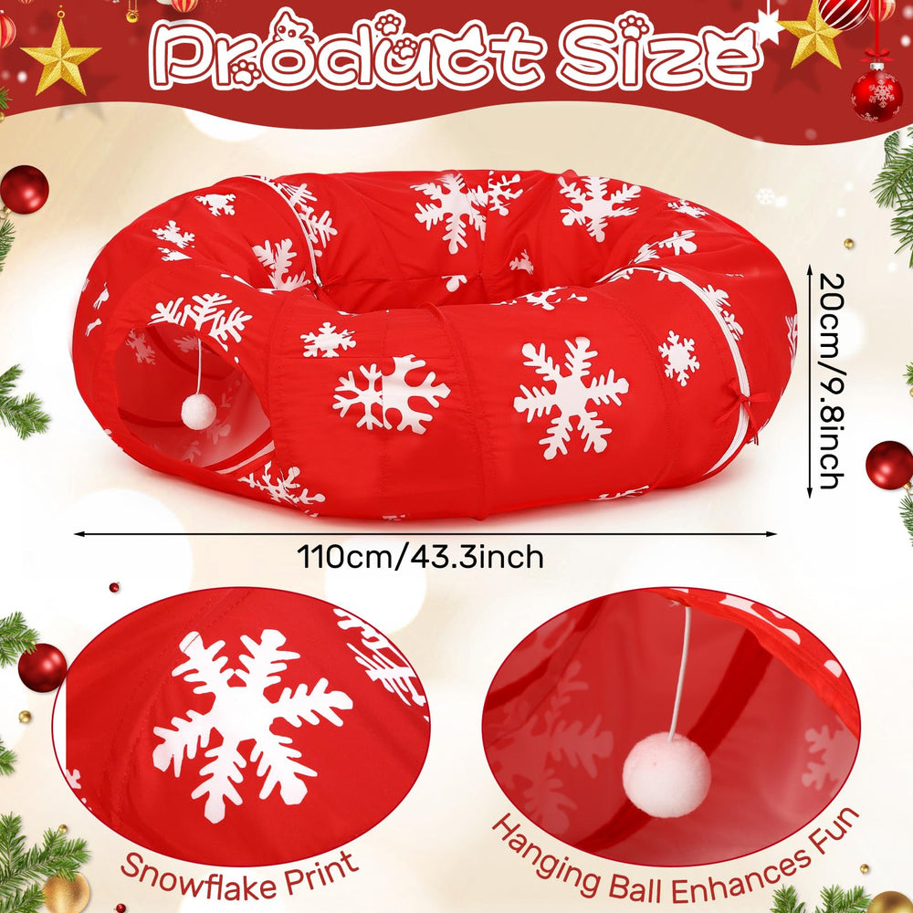 Sanwuta Christmas Cat Tunnel with hanging ornament boosts interactive fun.