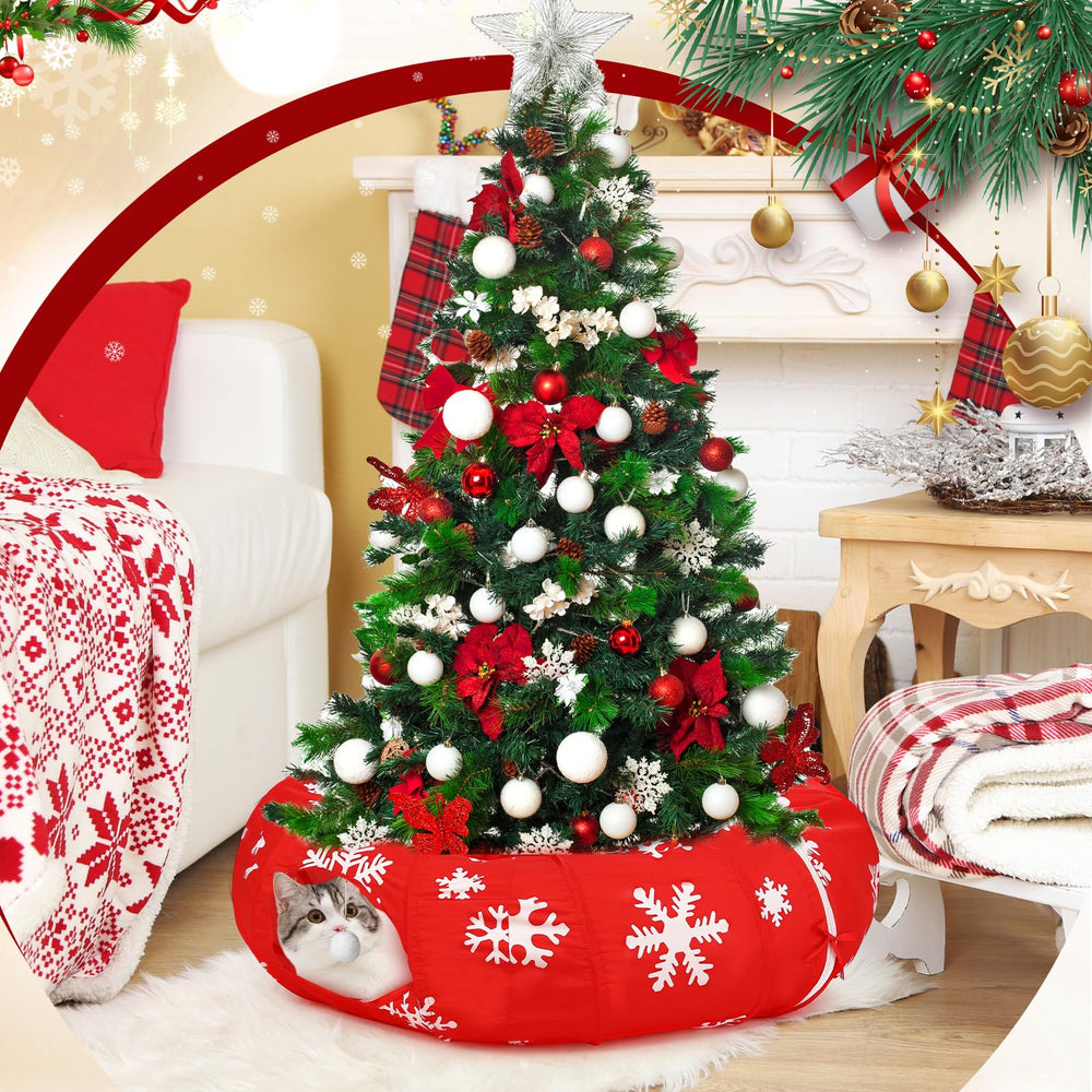 Sanwuta Christmas Cat Tunnel suitable for kittens and small pets.