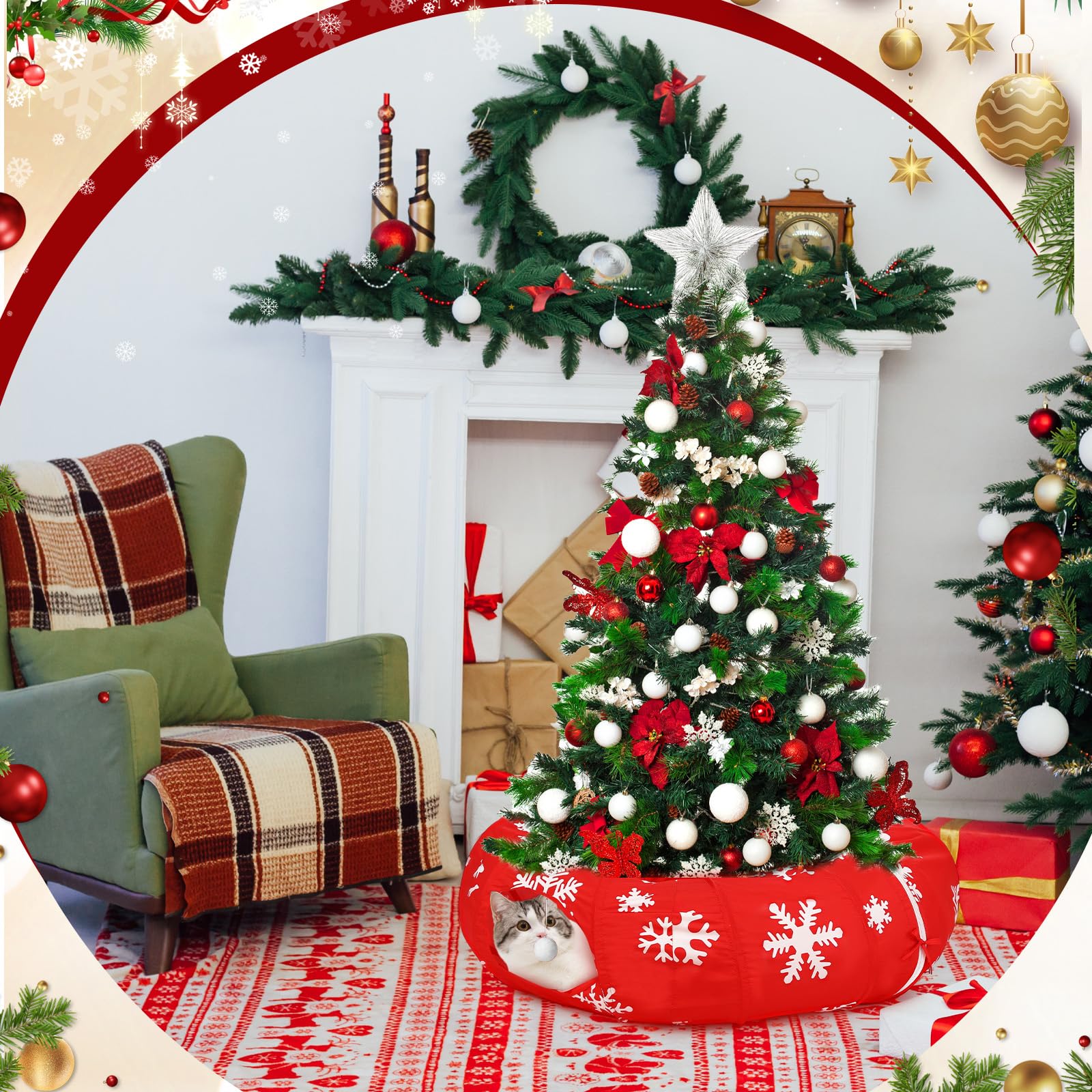 Sanwuta Christmas Cat Tunnel compact packaging for easy setup.