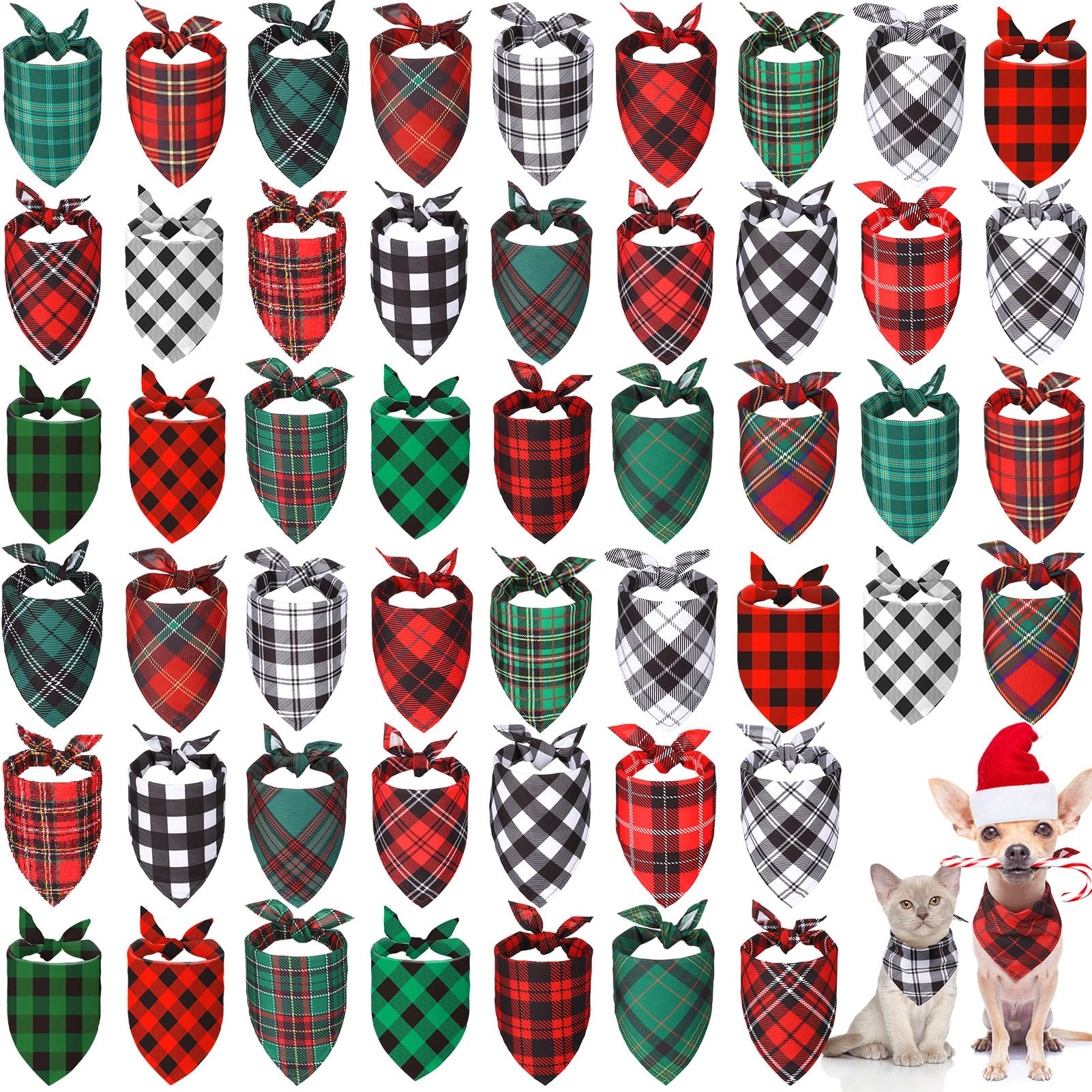Sanwuta Christmas dog bandana plaid pattern enhances festive pet style.