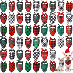 Sanwuta Christmas dog bandana plaid pattern enhances festive pet style.