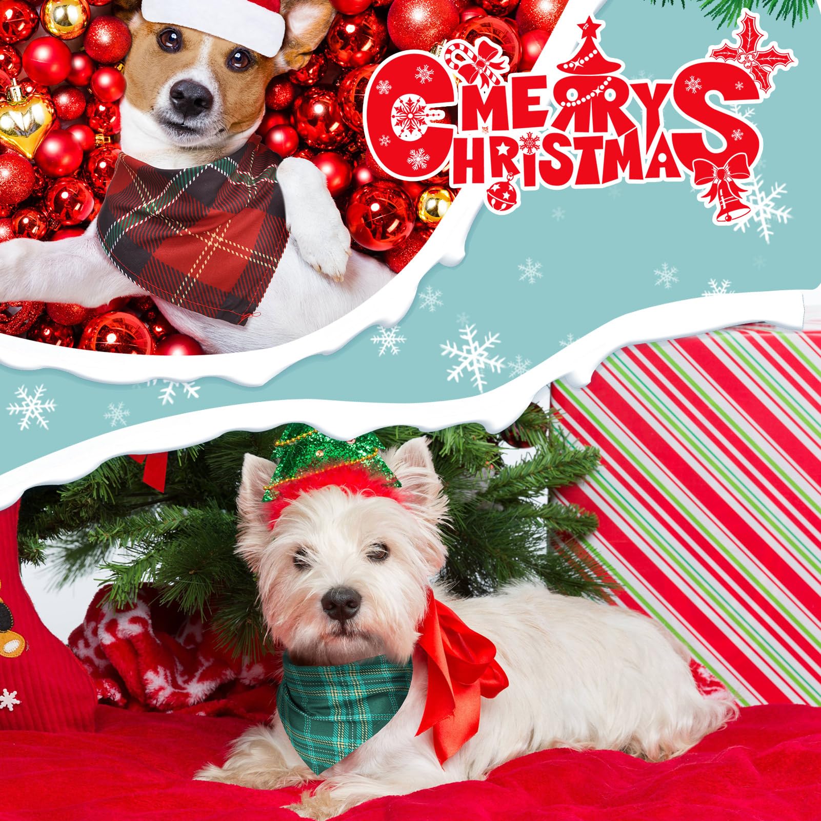 Sanwuta Christmas dog bandana plaid pattern variations for multiple outfits.