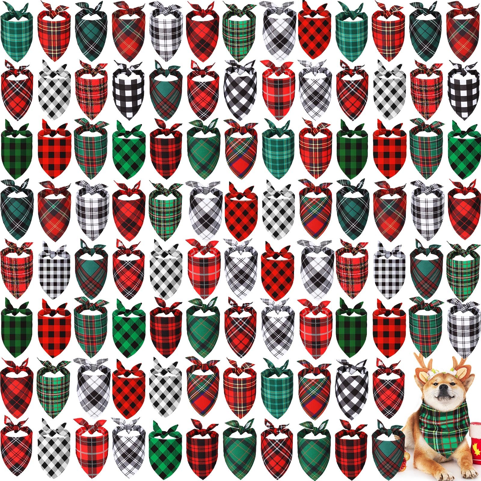 Sanwuta Christmas dog bandana plaid patterns for festive style