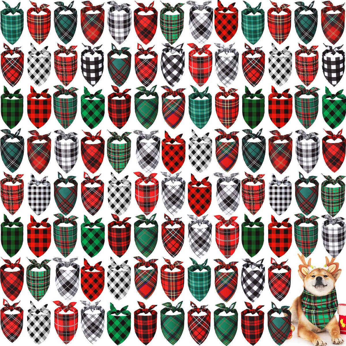 Sanwuta Christmas dog bandana plaid patterns for festive style
