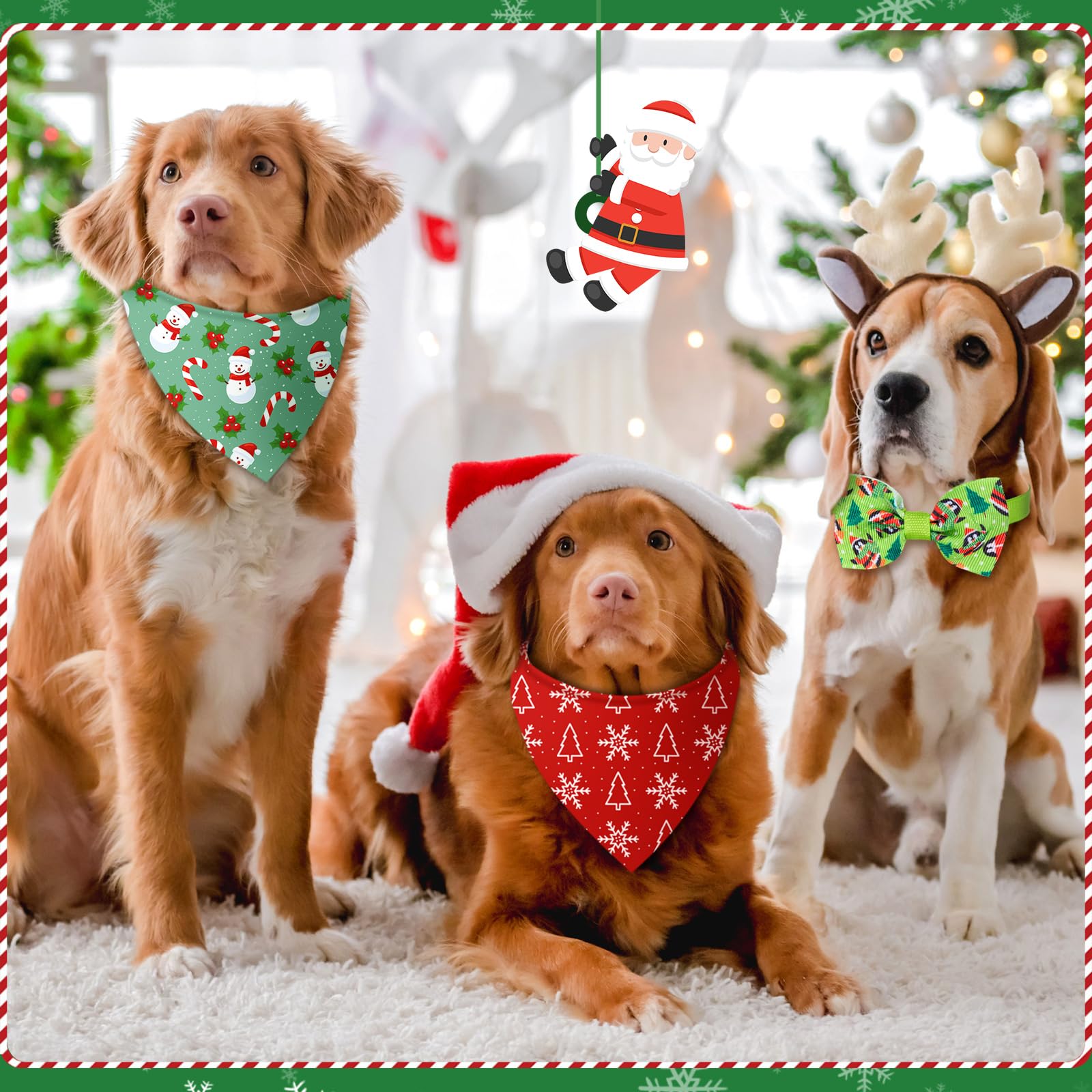 Sanwuta Christmas dog bandana snowflake pattern adds playful holiday charm