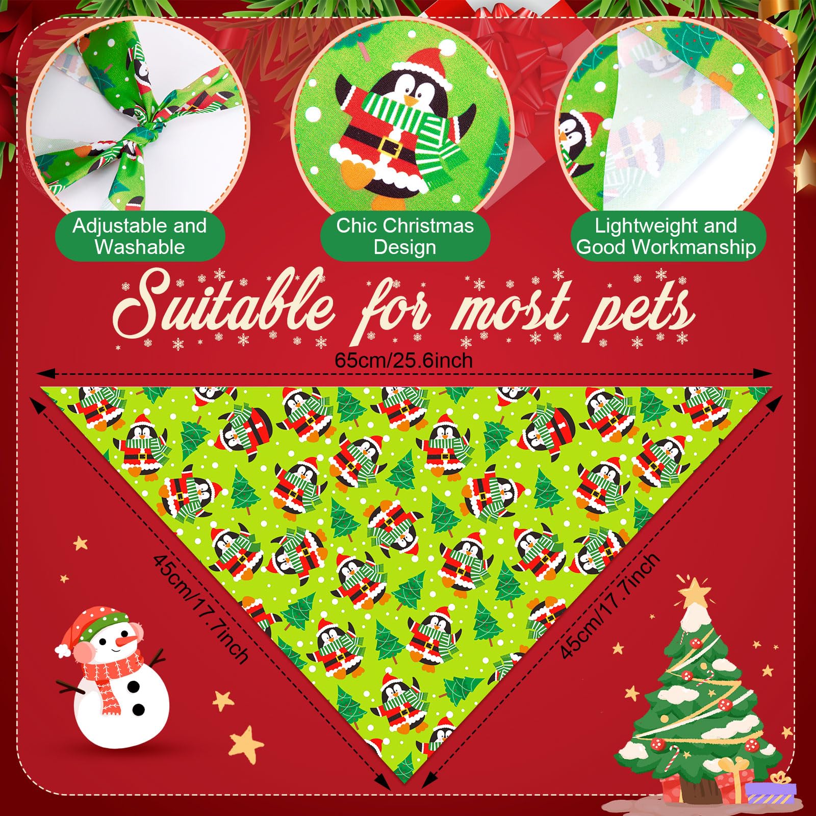 Sanwuta Christmas dog bandana snowman pattern ideal for cute seasonal portraits