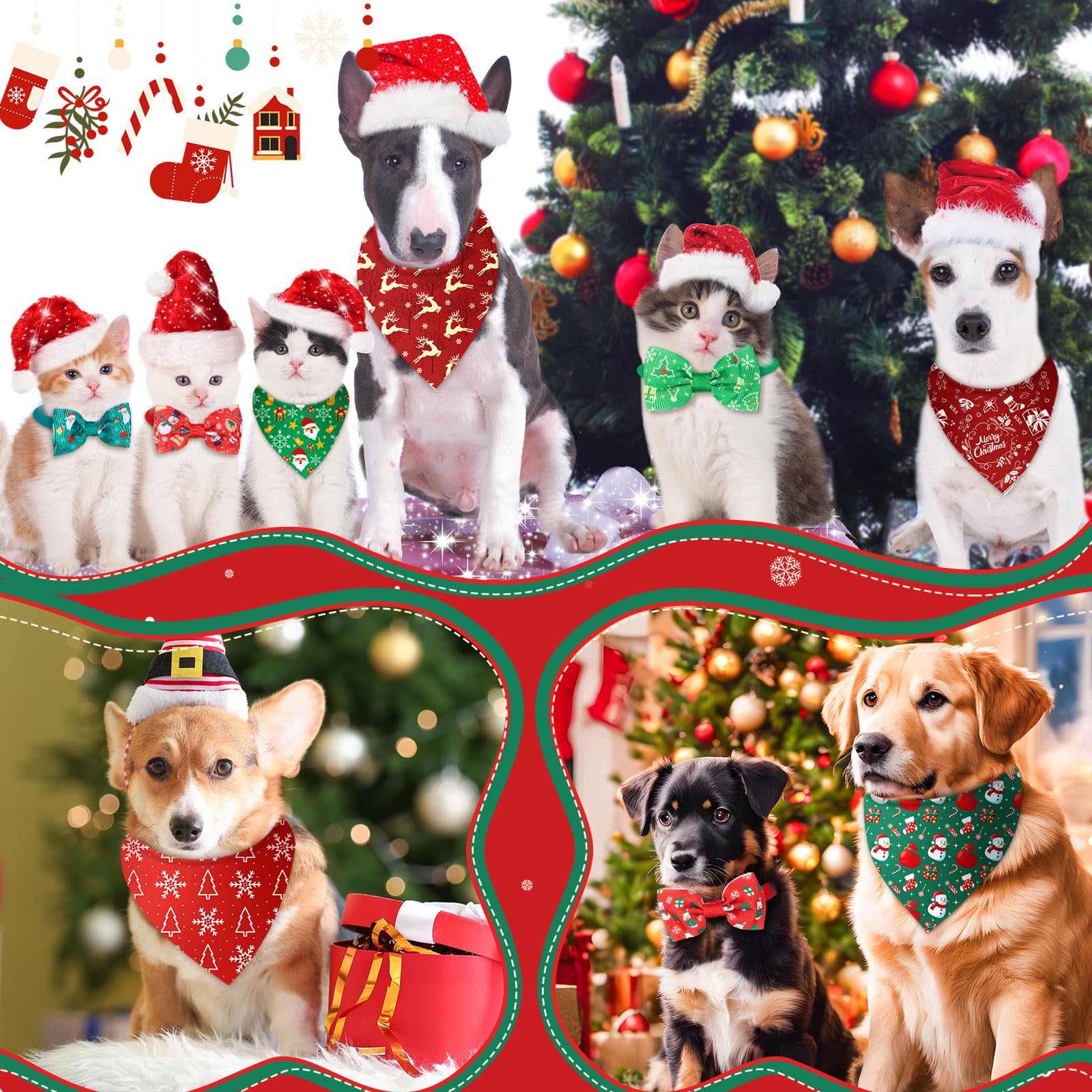 Sanwuta Christmas dog bow tie with webbing detail stylish sparkle