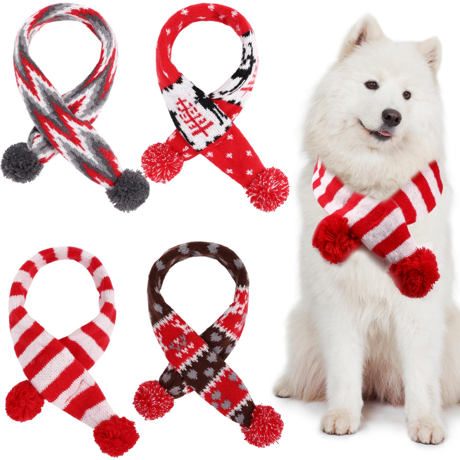 Sanwuta Christmas dog scarves set shows four festive colors for photo-ready holiday moments.