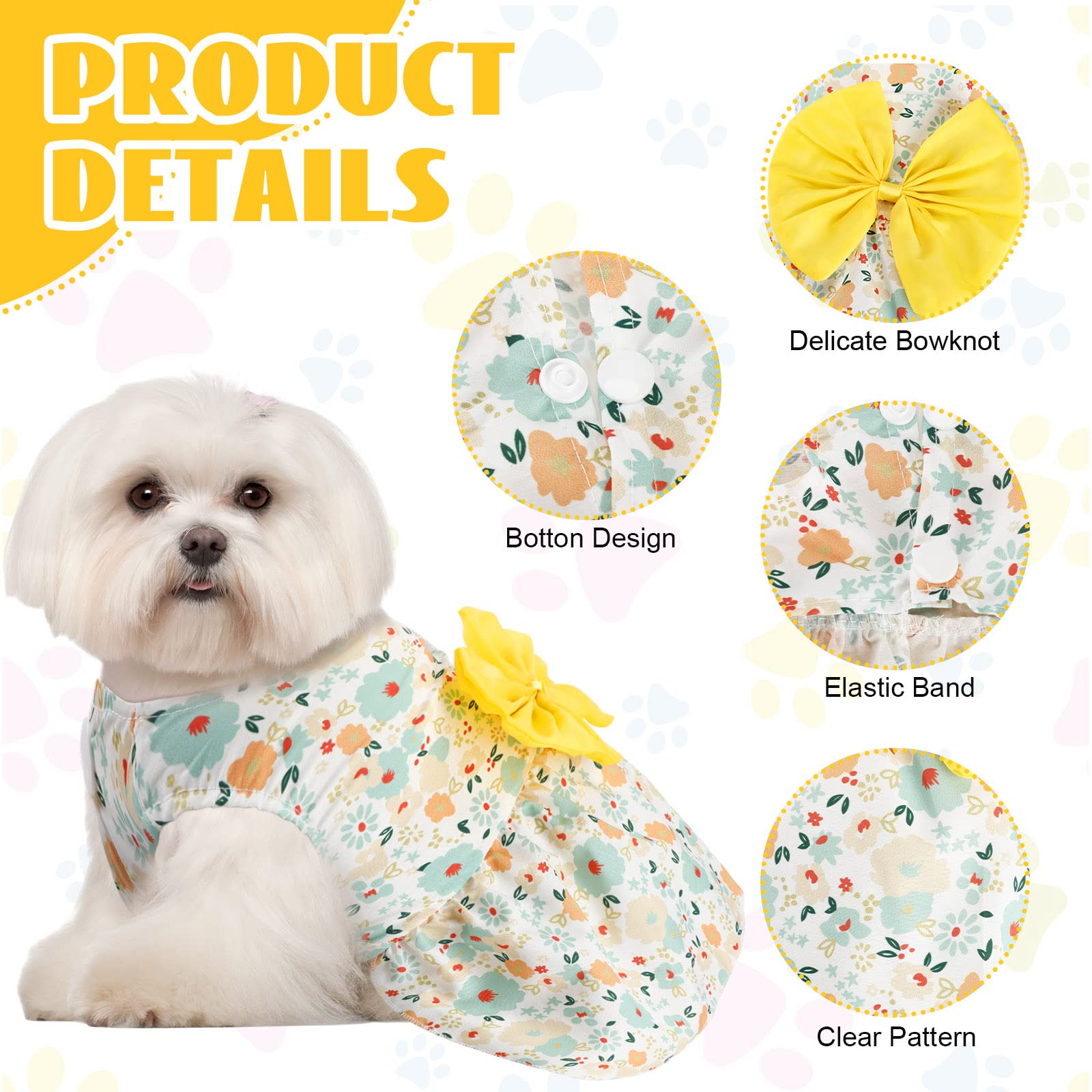 Sanwuta dog bowknot dress with fruit pattern for playful outings