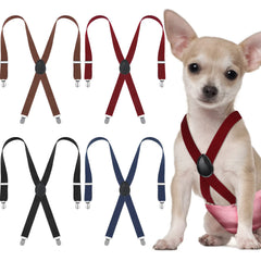 Sanwuta dog diaper suspenders in black with sturdy clips for secure diaper fit during walks.