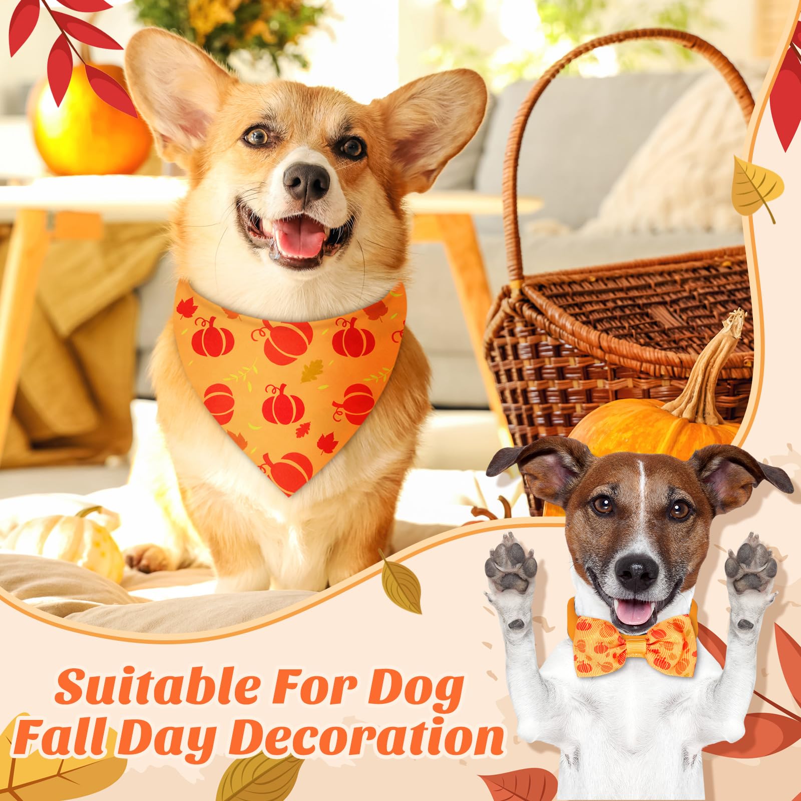 Sanwuta fall bandana pumpkin pattern brings bright harvest color to daily outfits.