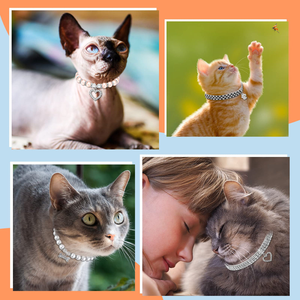 Sanwuta heart diamond pendant pearl dog collar for a polished daily look.