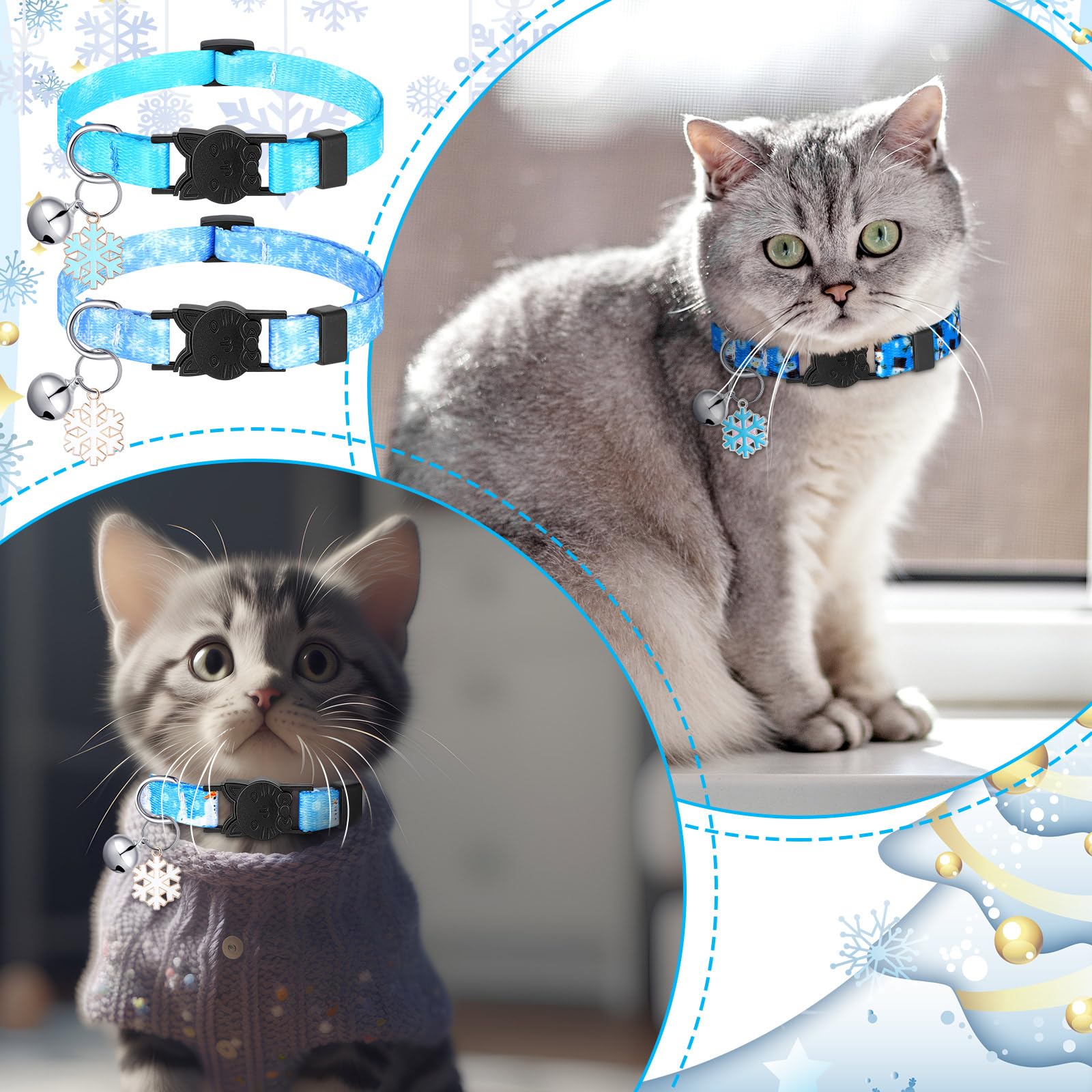 Sanwuta penguin and snowman pendants add playful holiday charm to collars.