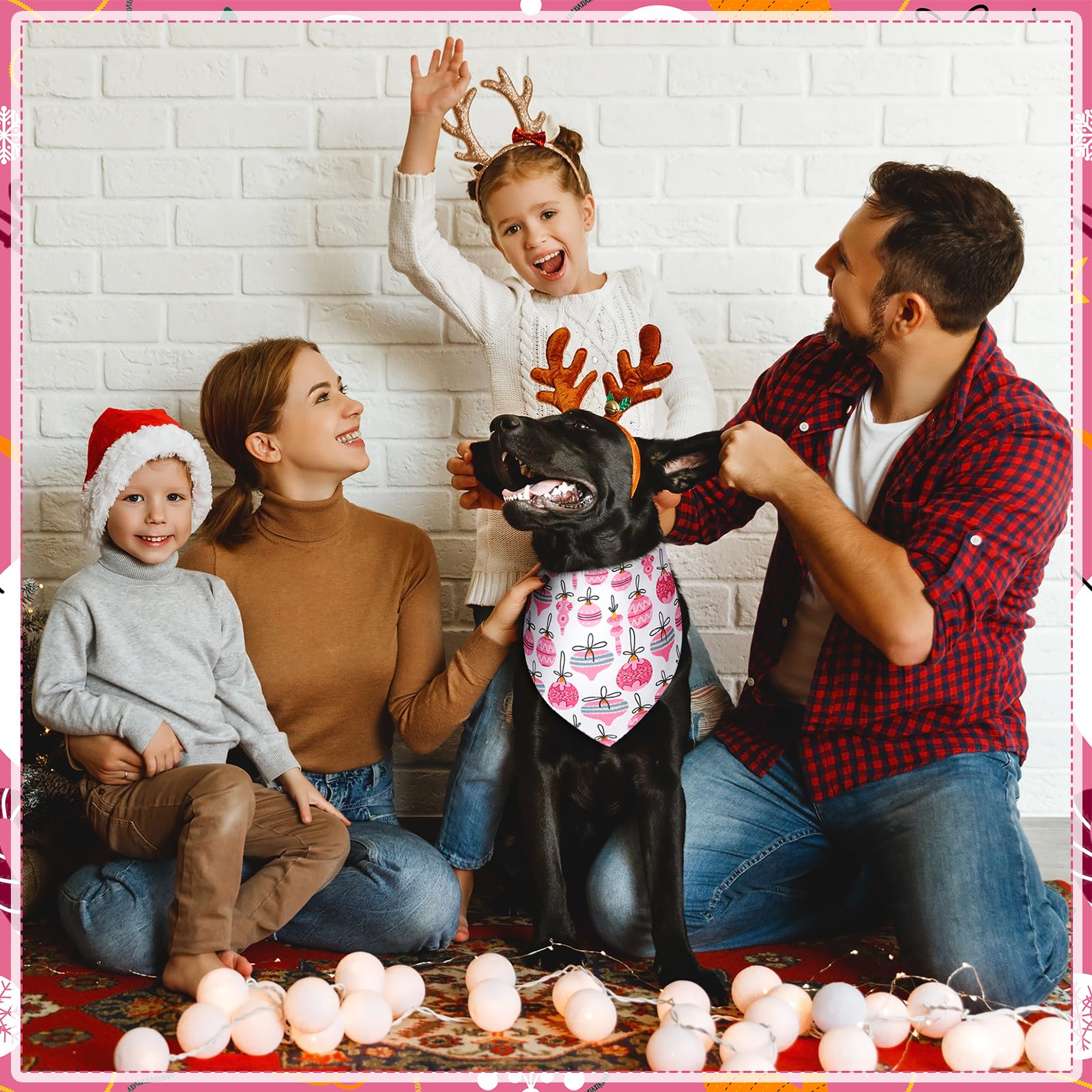 Sanwuta pink Christmas dog bandana elastic closure design for easy wearing