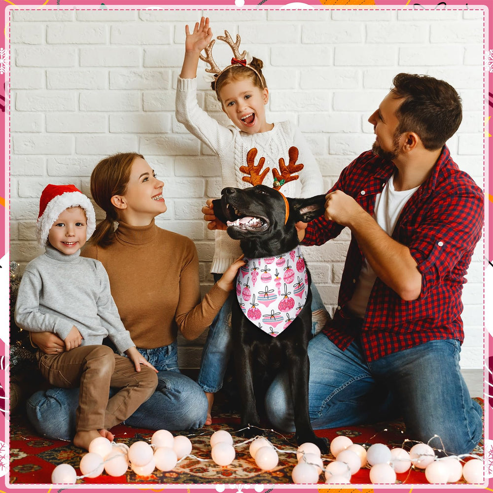 Sanwuta pink Christmas dog bandana elastic closure design for easy wearing