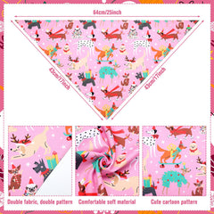 Sanwuta pink Christmas dog bandana with Santa pattern for holiday outfits