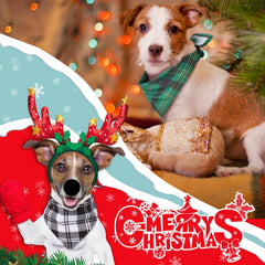 Sanwuta triangle scarf dog bandana shows classic plaid for stylish photos.