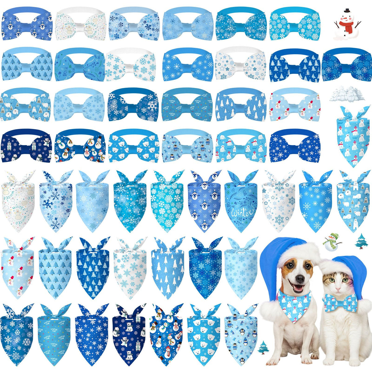 Sanwuta winter dog bandana with snowflake pattern adds festive look.