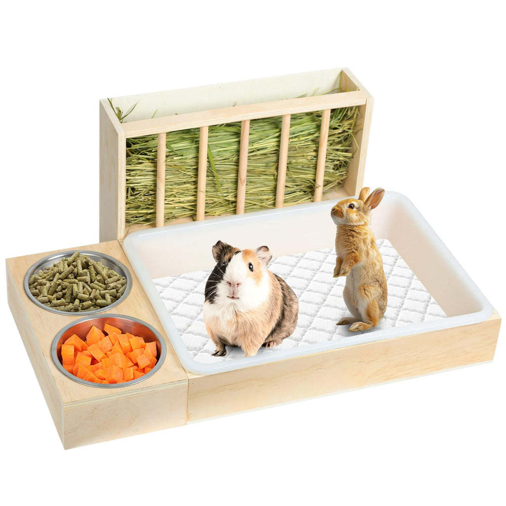 SANXHAMSTER 3 in 1 Rabbit Hay Feeder in use with pets enjoying accessible hay