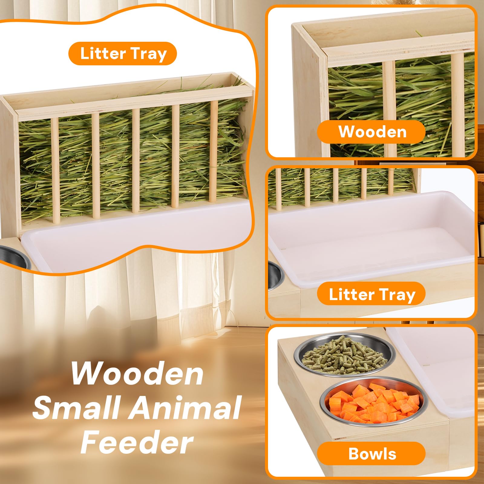 SANXHAMSTER 3 in 1 Rabbit Hay Feeder multiuse setup for rabbits and guinea pigs
