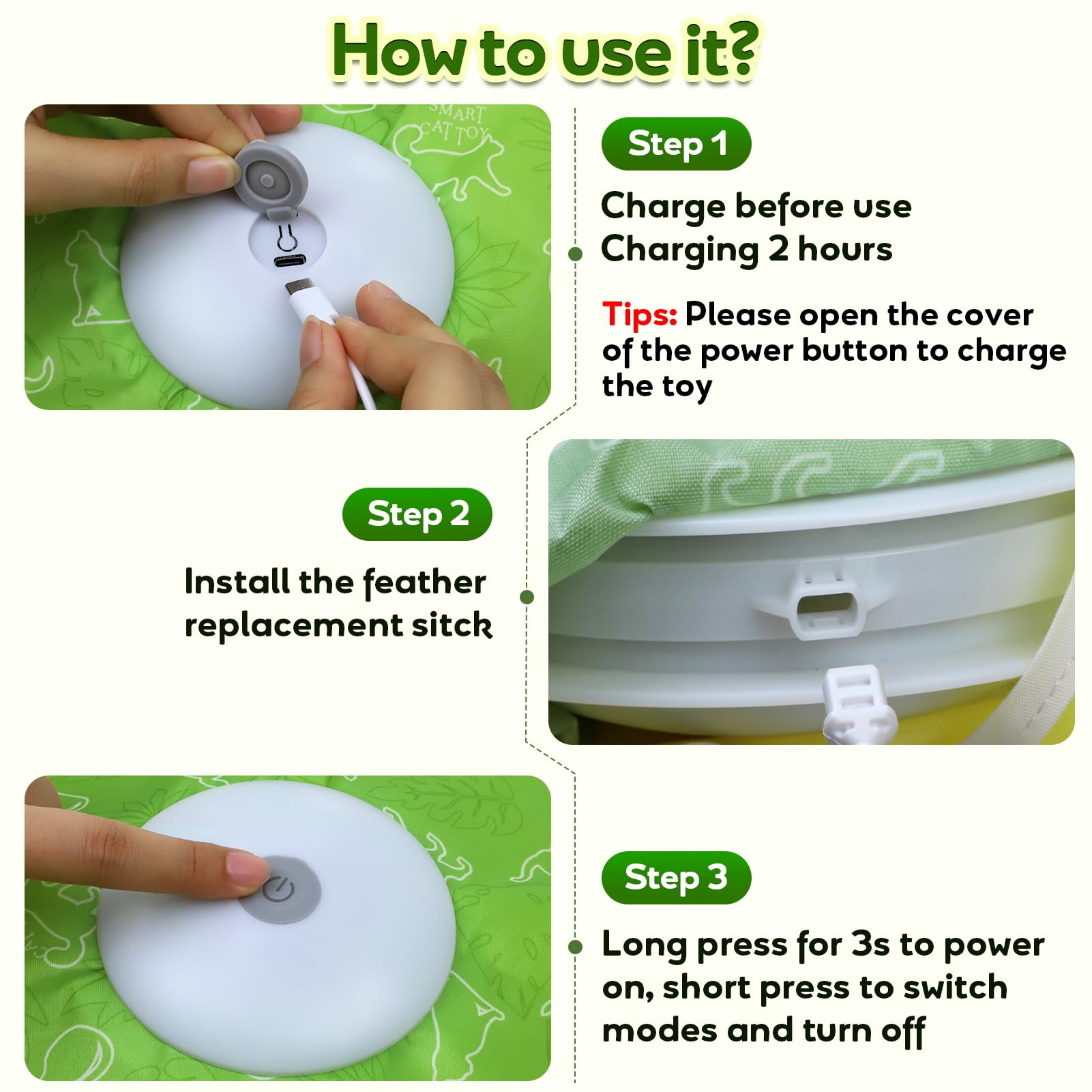 Saolife 3-play-modes cat toy suits different cat moods.