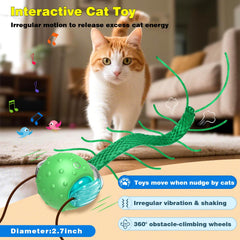 Saolife interactive cat ball tail teaser close-up highlights long tail for chasing fun.