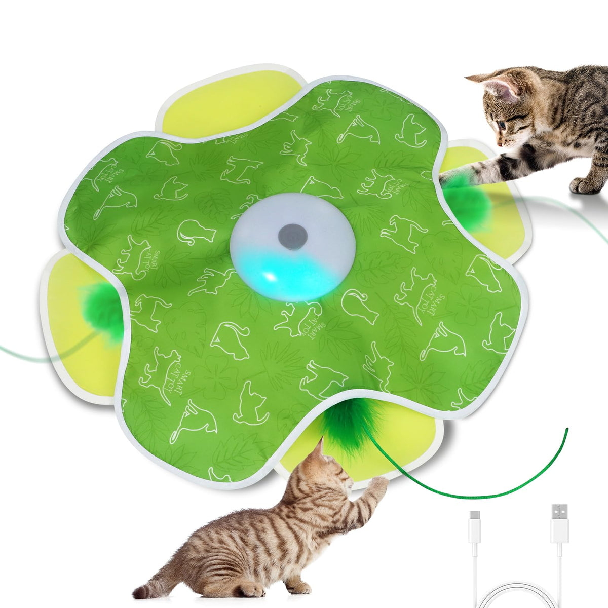 Saolife motion-activated cat toy engages indoor cats in exercise.