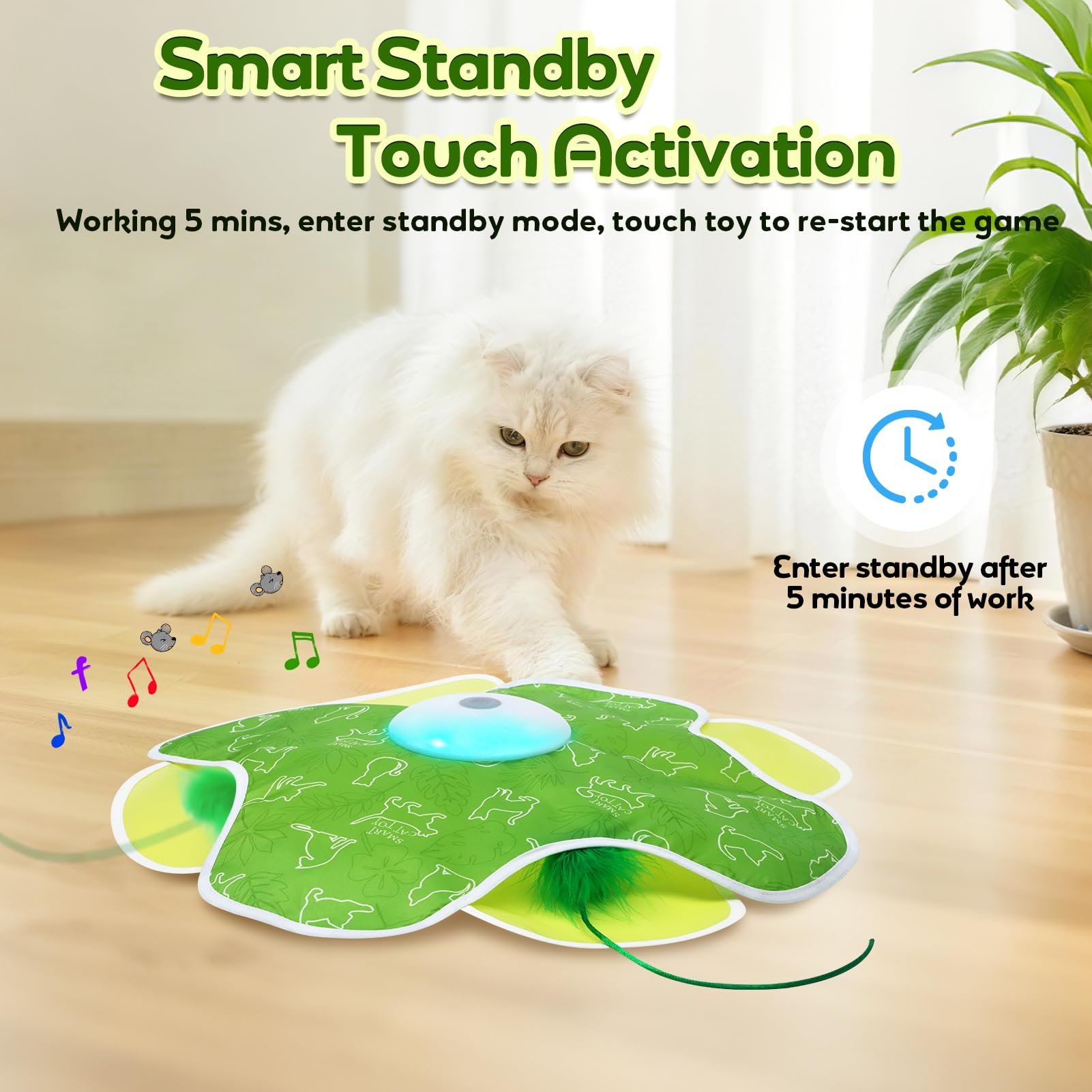 Saolife real-mouse-squeaky cat toy invites curious chasing.