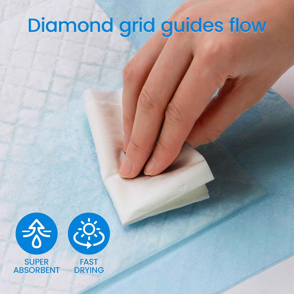 Diamond surface design on SAP FRIENDLY pad speeds drying after accidents.