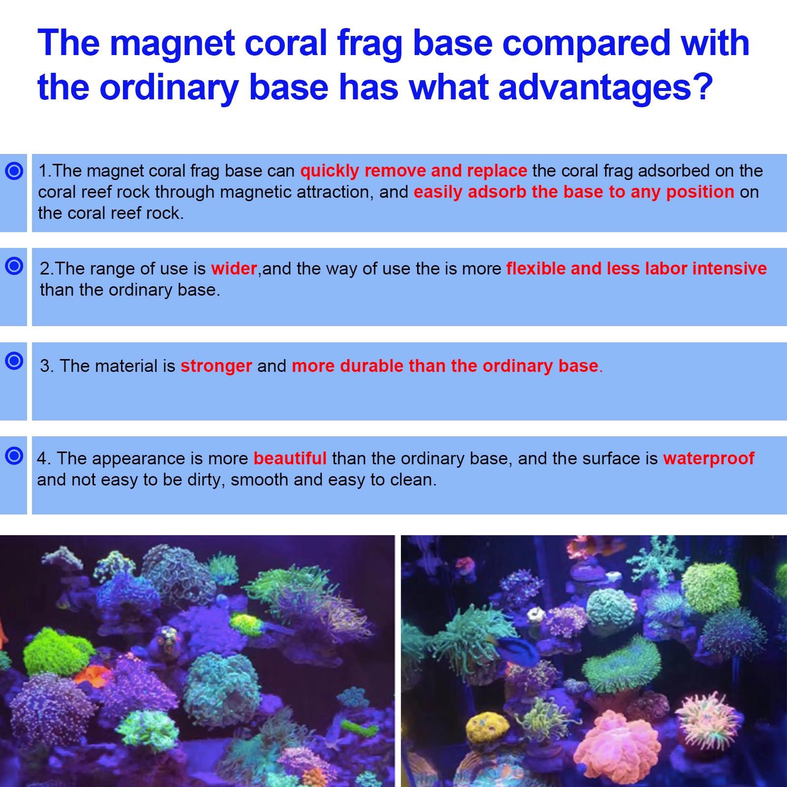 Saricho coral frag base purple round surfaces simplify reef maintenance