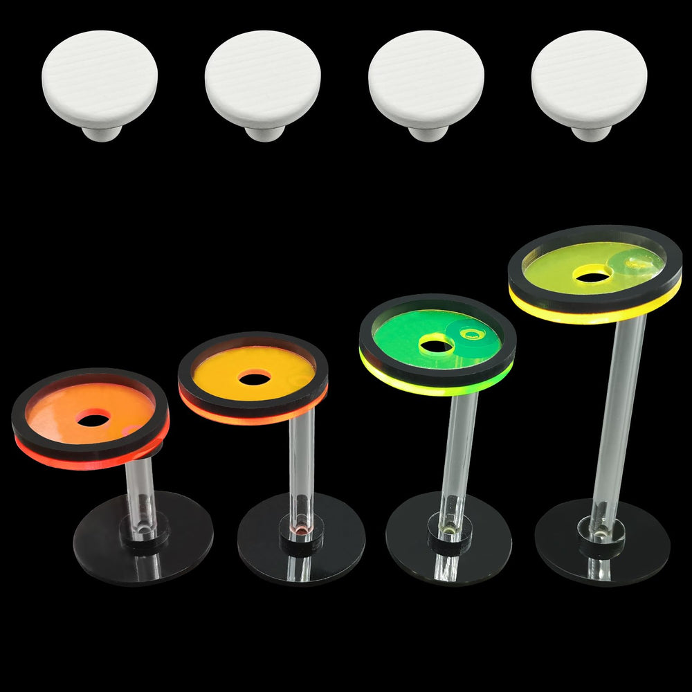 Saricho coral frag rack display showcases reef frags with bright fluorescence