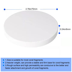 Saricho heavy round coral frag base providing stable support.