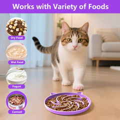 Sarnxgr puzzle feeder cat bowl with non-slip base prevents spills