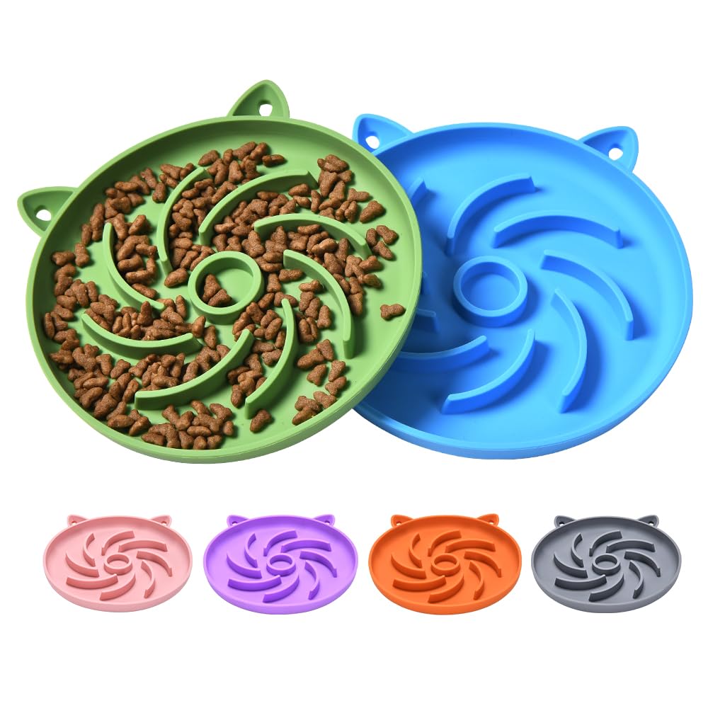 Sarnxgr slow-feeder cat bowl with flower vortex design promoting mindful eating.