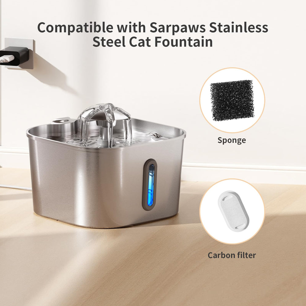 Sarpaws filter-change guide image outlines a simple replacement routine