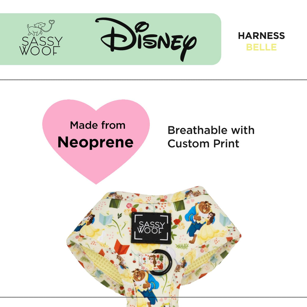 Sassy Woof Disney Belle harness adjustable fit suits growing puppies and many breeds.