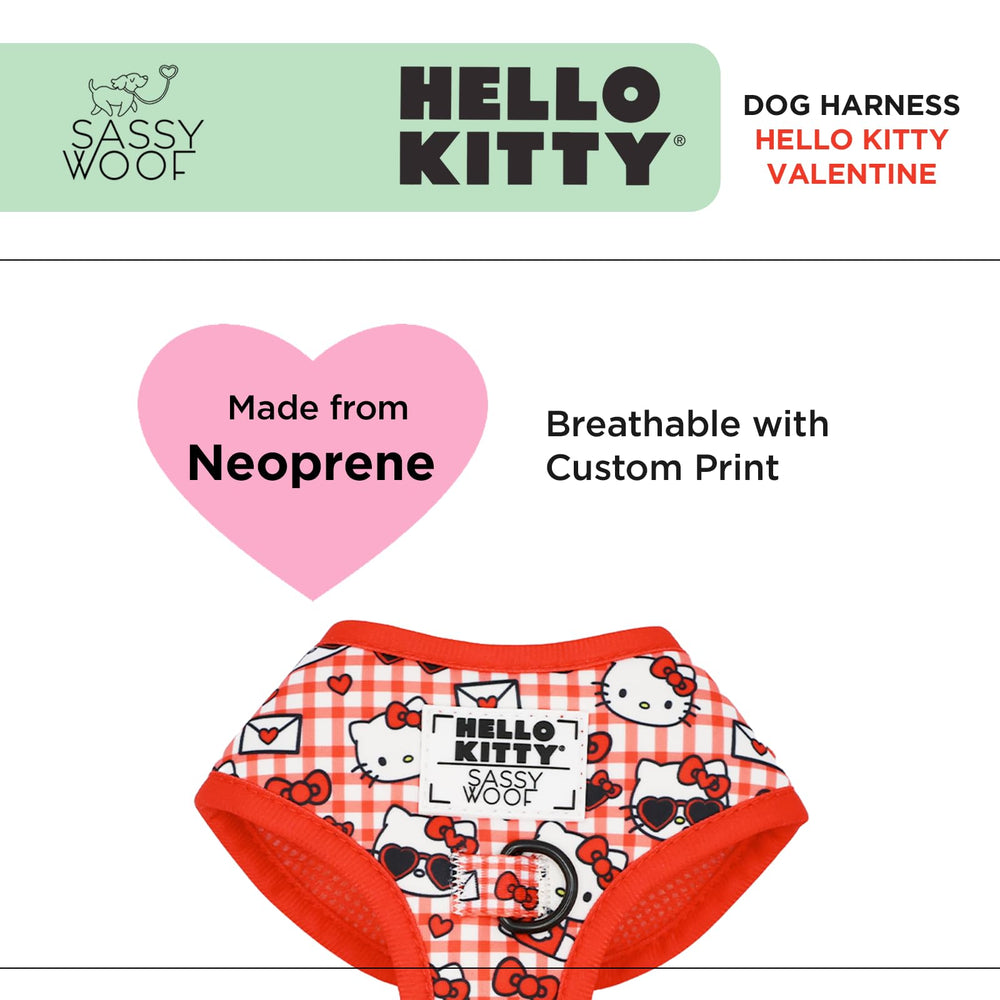 Sassy Woof Hello Kitty Red Classic XL harness adjustable neck and chest for perfect fit.