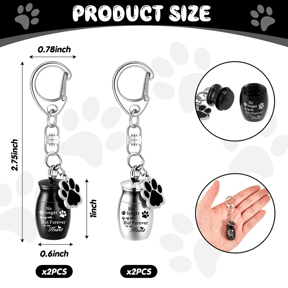 Sasylvia silver dog-urn keychain with paw pendant for on-the-go remembrance