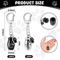 Sasylvia silver dog-urn keychain with paw pendant for on-the-go remembrance